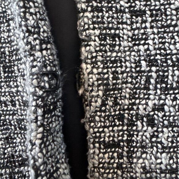 H&M Womens Black & White Tweed Blazer Jacket Size 4 Polyester Blend Hook Closure - Picture 5 of 7